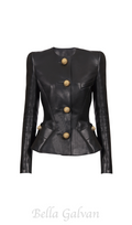 Flowering Girl Women Lambskin leather peplum jacket