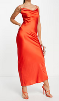 Flowering Girl Women embellished satin cami maxi dress in burnt orange