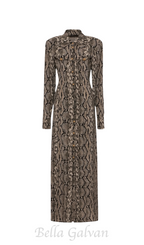 Flowering Girl Women Filis Snake Print Maxi Shirt Dress