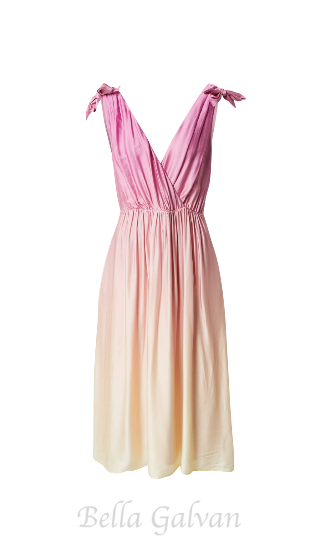 Flowering Girl Women Wrap-over midi dress in pastel yellow without belt