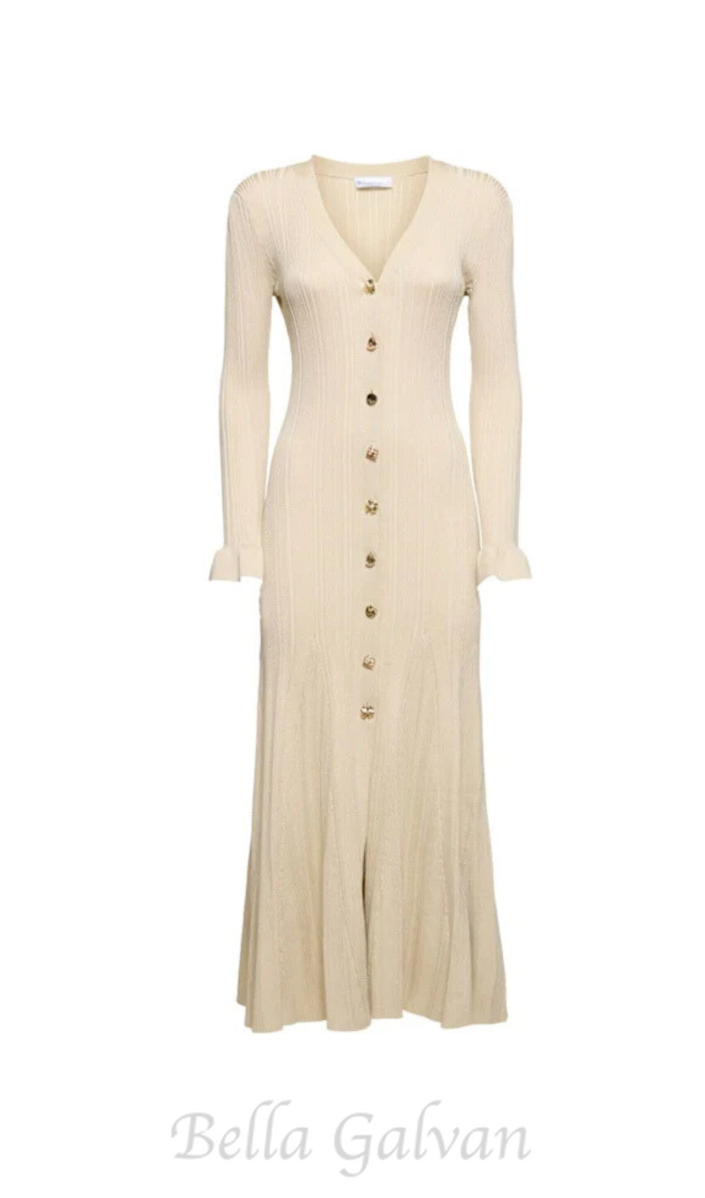 Flowering Girl Women Ribbed viscose lamé midi dress in beige