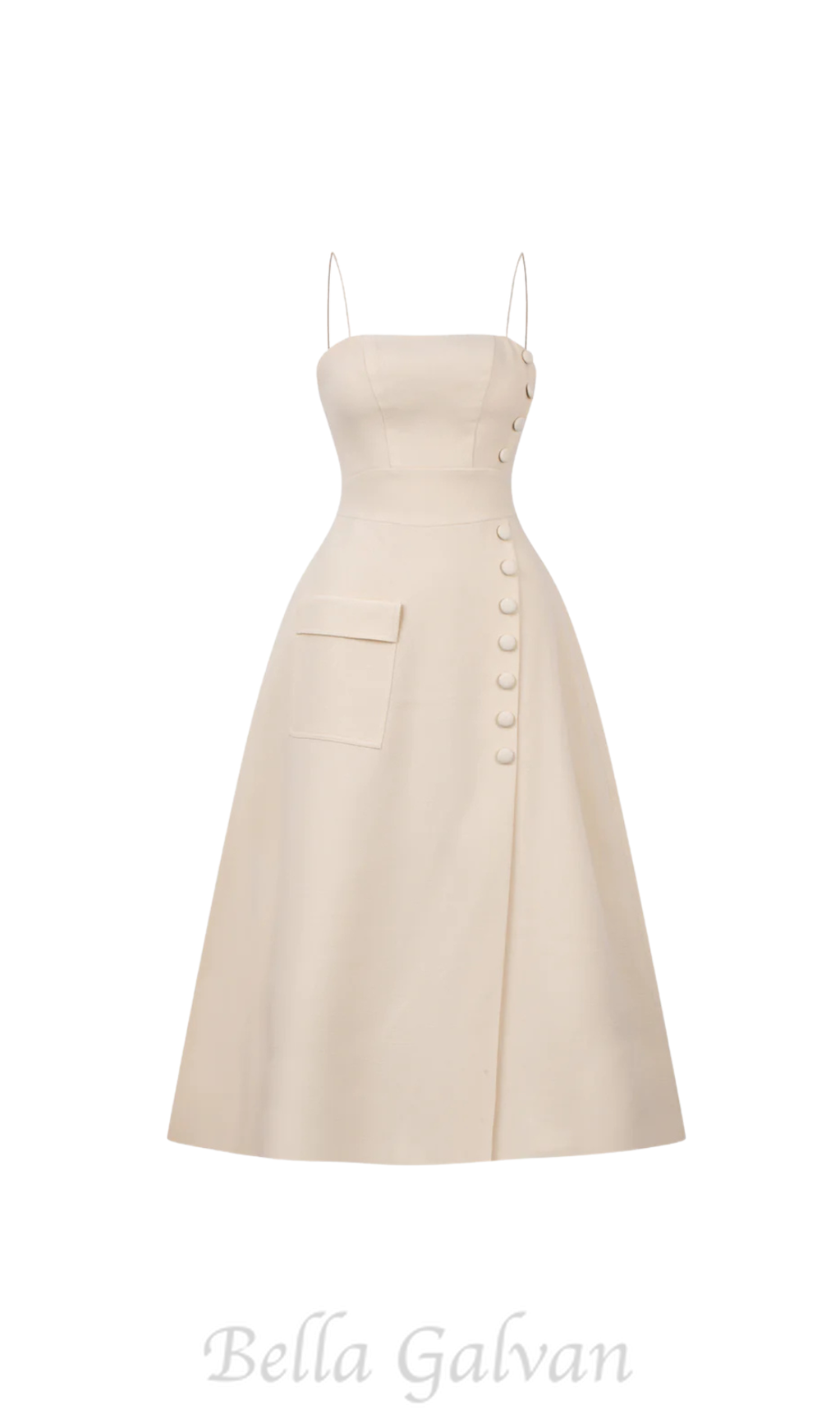 Flowering Girl Women Elio button-embellished Midi Dress in cream
