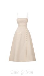 Flowering Girl Women Elio button-embellished Midi Dress in cream