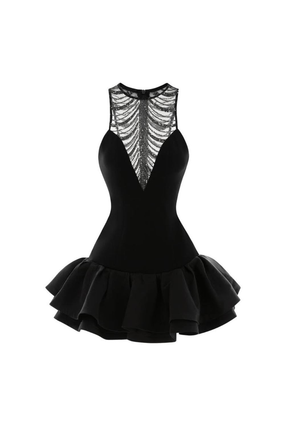 Flowering Girl Women jessica sequin tulle ruched hem mini dress in black