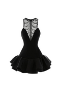 Flowering Girl Women jessica sequin tulle ruched hem mini dress in black