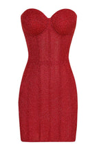 Corset Strapless Mini Dress With Lace-Up Back In Red