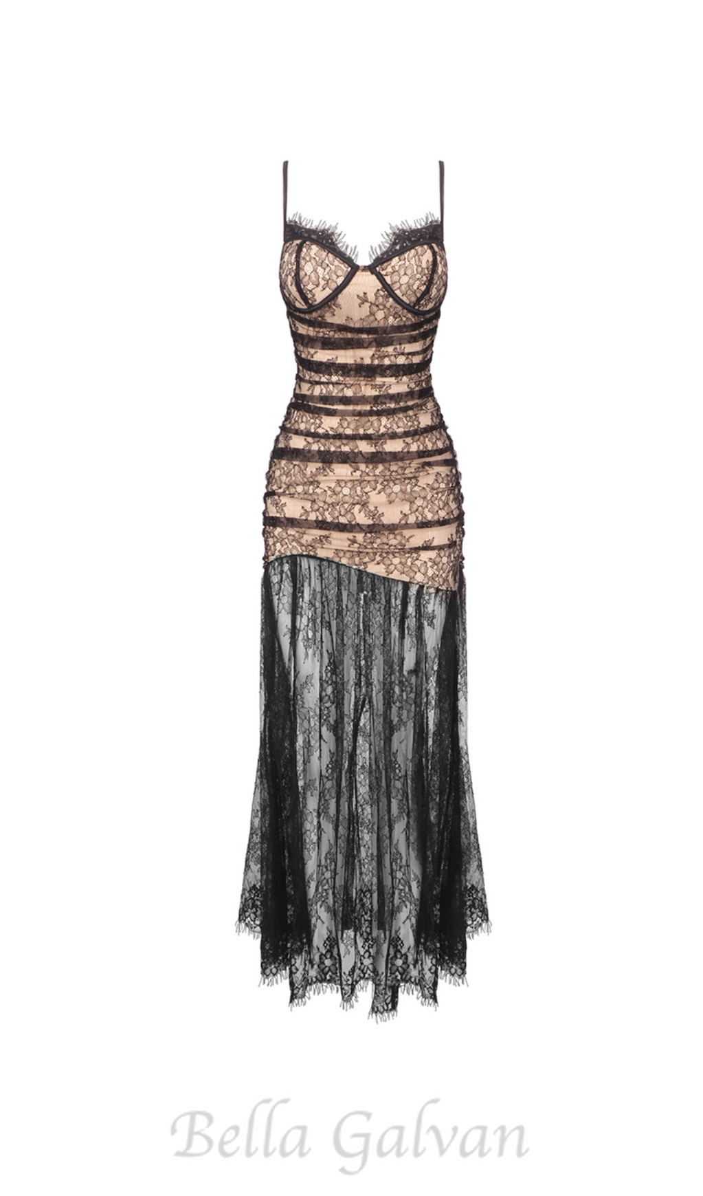 Flowering Girl Women floral print lace maxi dress in black