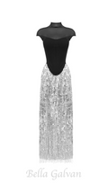 Flowering Girl Women tassel sequin black corset maxi dress