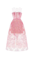 Flowering Girl Women PINK FLORAL LACE EMBROIDER MIDI DRESS