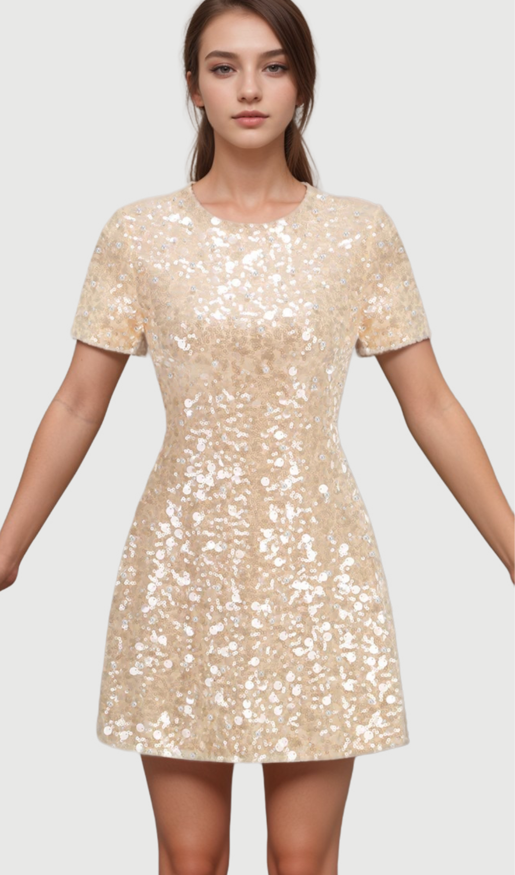 Flowering Girl Women sequin embellished mini dress in gold