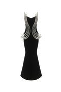 Flowering Girl Women tiffany Pearl Bandage Sleeveless Maxi Dress in black