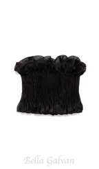 Flowering Girl Women print ruffle trim top in black