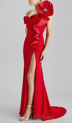Flowering Girl Women suzanne flower mermaid crepe maxi dress in red