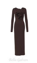 Flowering Girl Women Floral-appliqué jersey maxi dress in brown