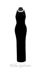 Flowering Girl Women embroidered velvet halterneck maxi dress in black
