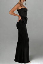 Hillary Clinton Satin Draped Corset Dress - Black