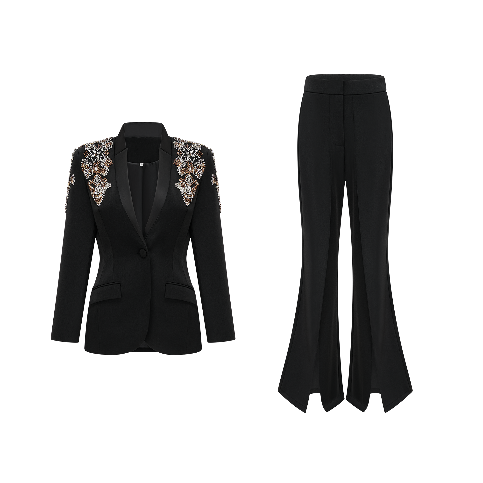 Flowering Girl Women Delphine black embellished jacket & trousers matching set