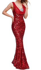 Flowering Girl Women basia sleeveless sequin maxi dress in red
