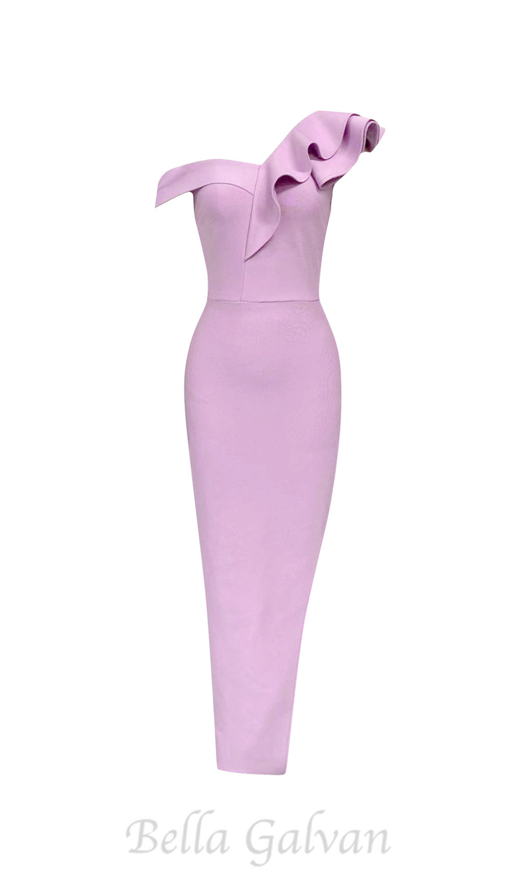 Flowering Girl Women one-shoulder ruffle trim midi dress in Iceberry Pink
