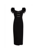 josephine Bows High Slit Diamond Bandage Midi Dress