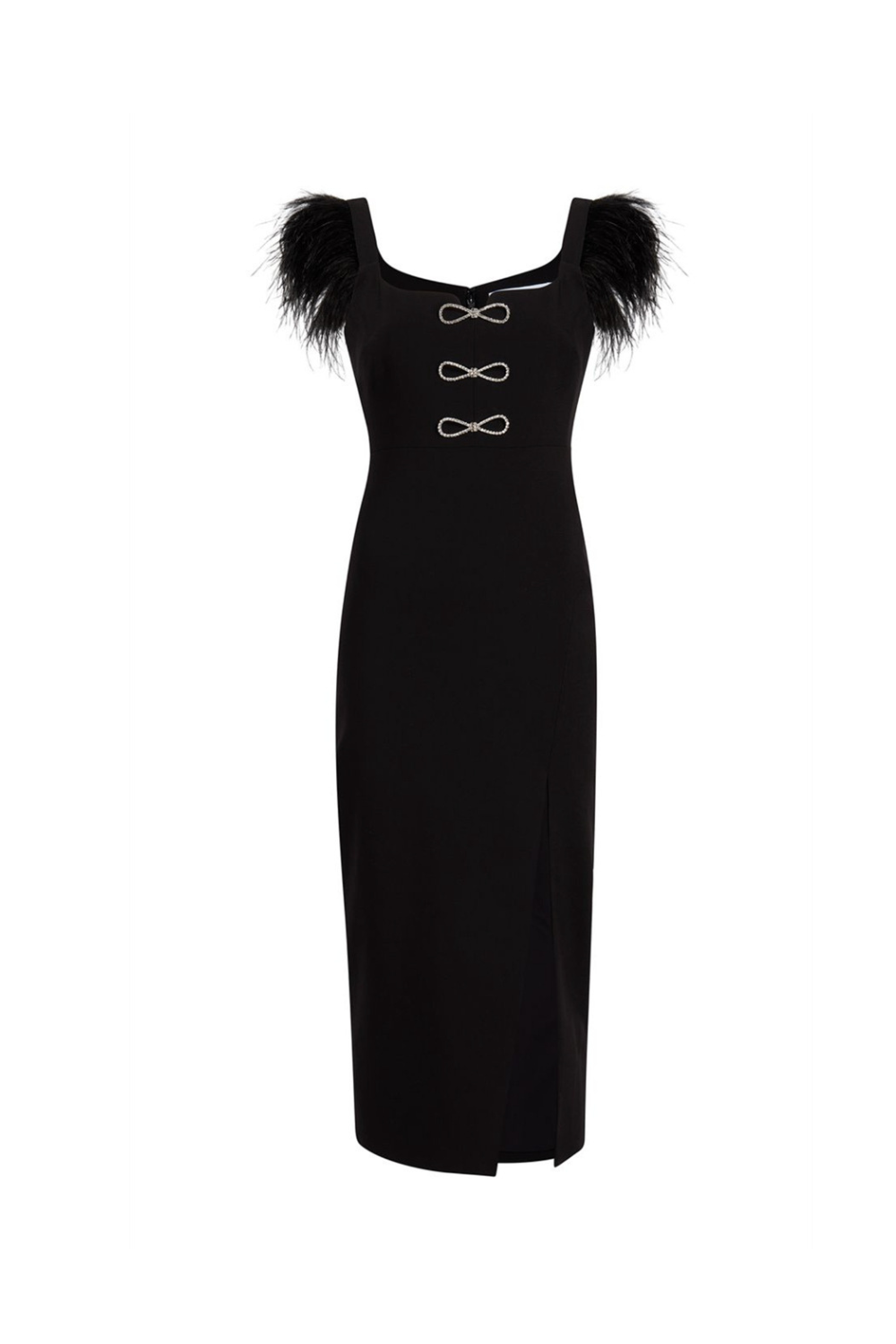 josephine Bows High Slit Diamond Bandage Midi Dress