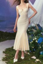 Flowering Girl Women atalanta embellished flared midi dress in cream-white