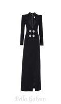 Flowering Girl Women melissa v neck long blazer dress in black