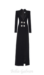 Flowering Girl Women melissa v neck long blazer dress in black
