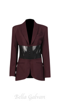 Flowering Girl Women Kamryn Paneled Mesh Blazer In Wine