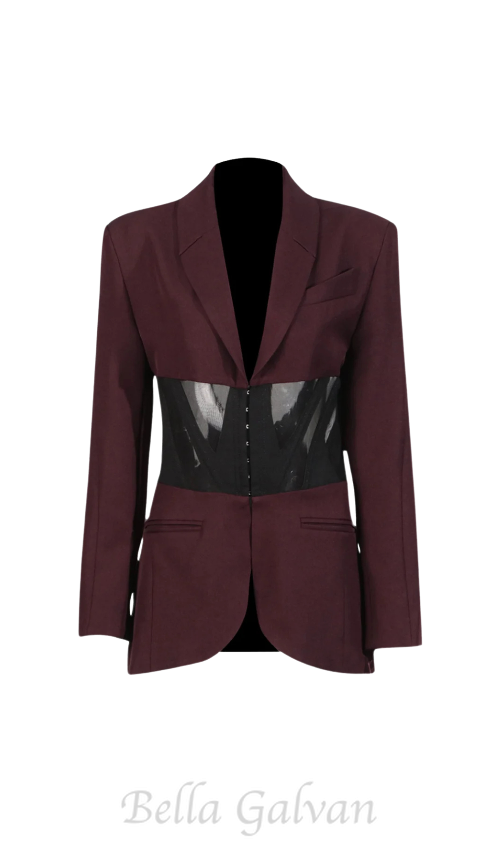 Flowering Girl Women Kamryn Paneled Mesh Blazer In Wine