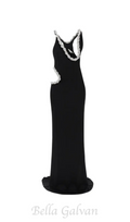 Flowering Girl Women Crystal Braided Rope Cut-Out Maxi Dress in black