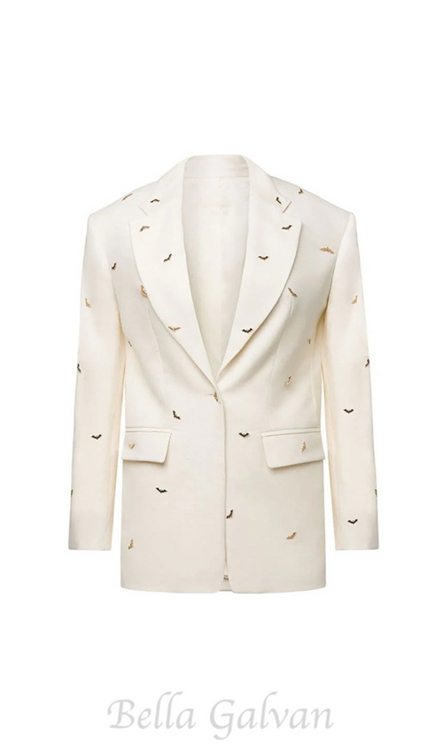 Flowering Girl Women bat-shape embellished blazer in white