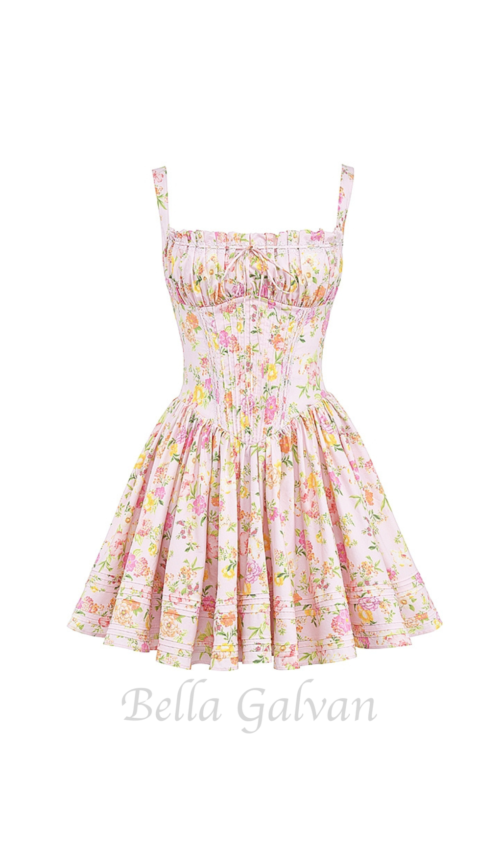Flowering Girl Women Pink Meadow Print Cotton Mini Dress