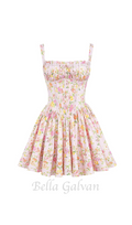 Flowering Girl Women Pink Meadow Print Cotton Mini Dress