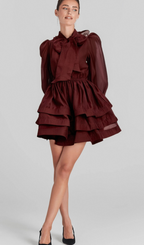 Flowering Girl Women Élodie tiered flared mini dress in Red