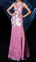 Flowering Girl Women floral sequin split maxi dress in pink