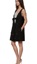 Flowering Girl Women Aviva black 3d-petal sequined mini dress