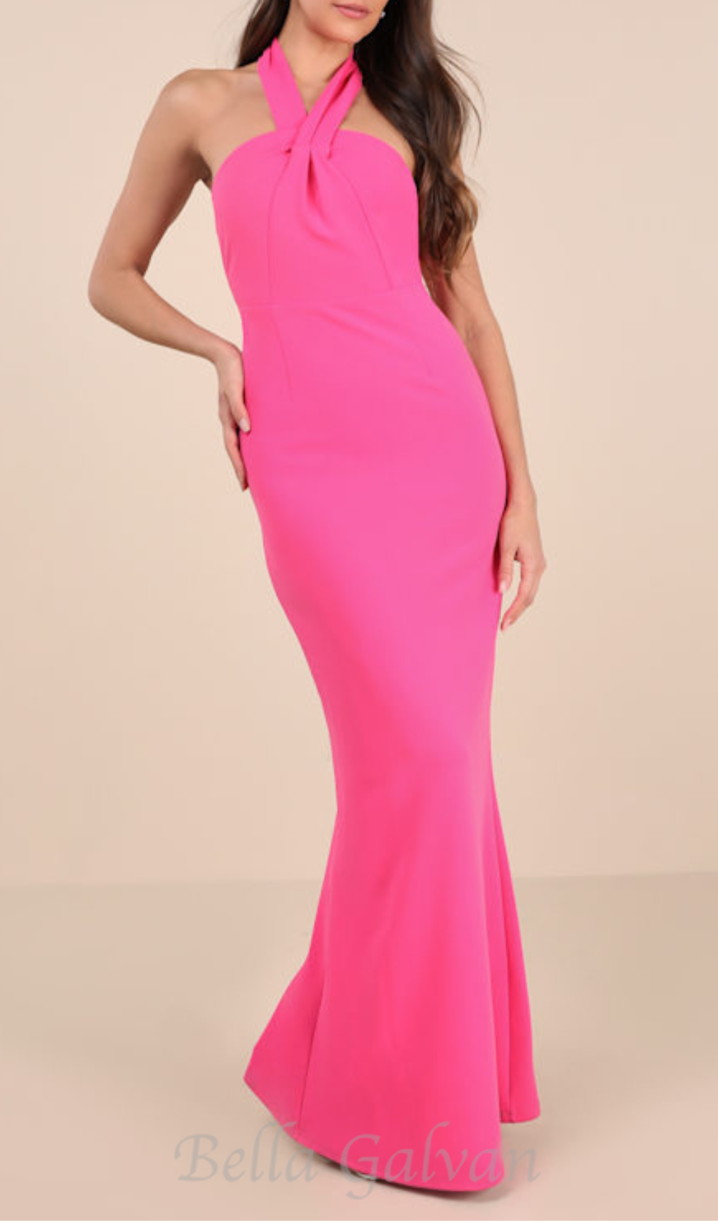 Flowering Girl Women halter neck backless maxi dress in pink