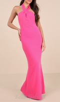 Flowering Girl Women halter neck backless maxi dress in pink