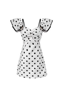 hermosa Dot Off Shoulder Mini Dress In White