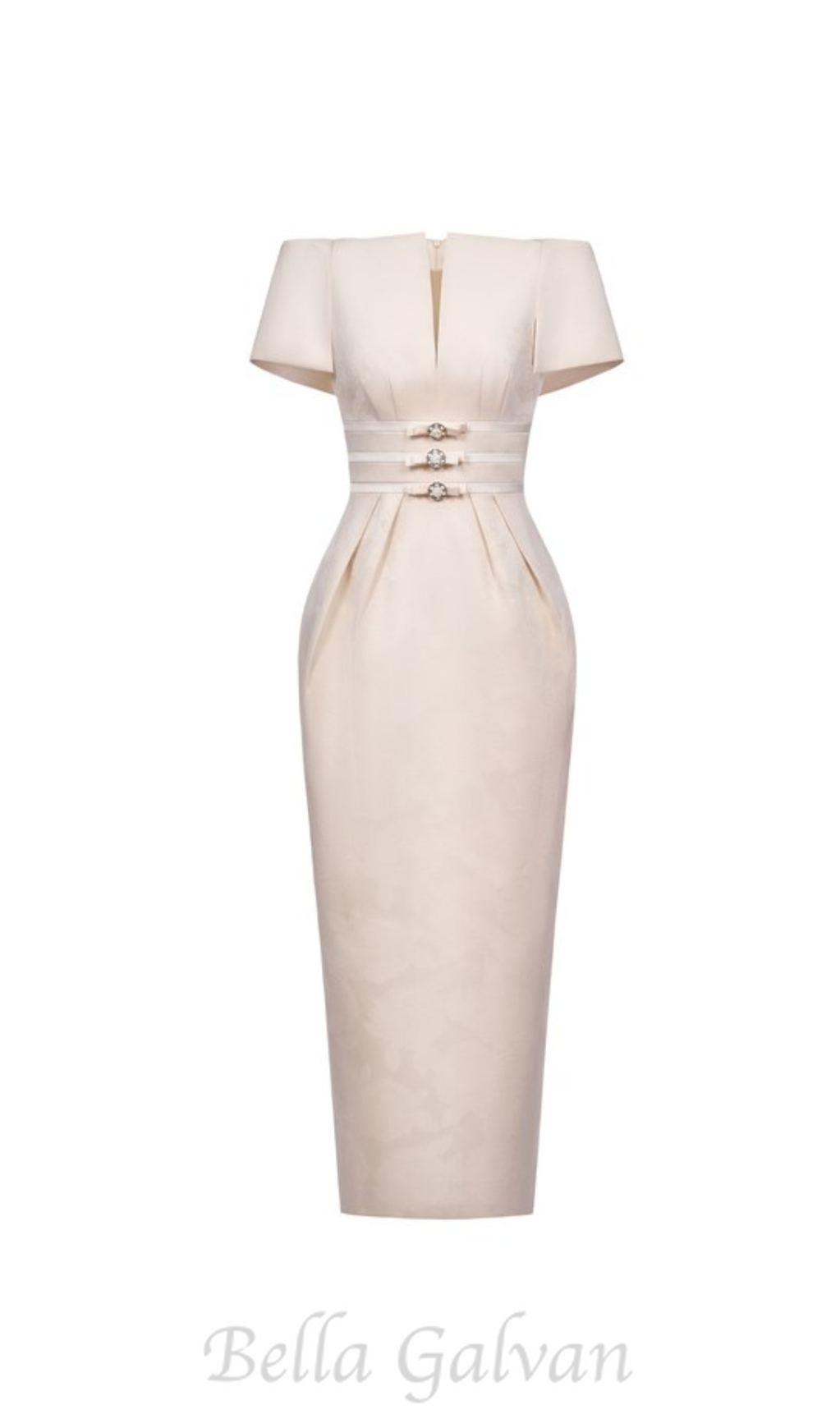 Flowering Girl Women v-cut neckline maxi dress in beige