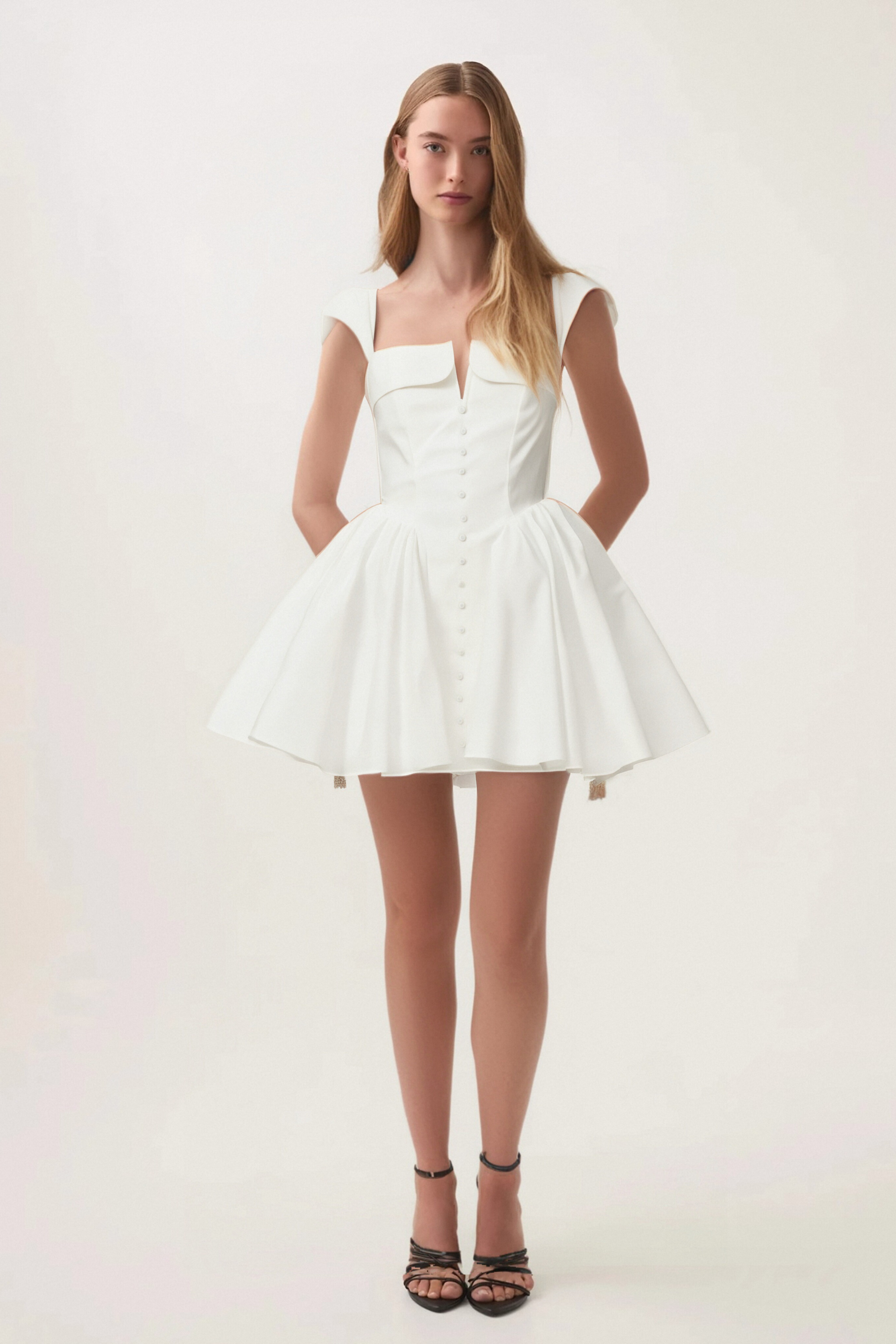 Flowering Girl Women Julie White Folded-Neck Bonded Sleeveless Mini Dress