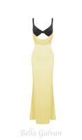 Flowering Girl Women velvet bustier maxi dress in black yellow