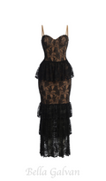 Flowering Girl Women Carlin layer lace maxi dress in black
