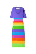 Flowering Girl Women Striped Jersey Maxi Dress in Purple