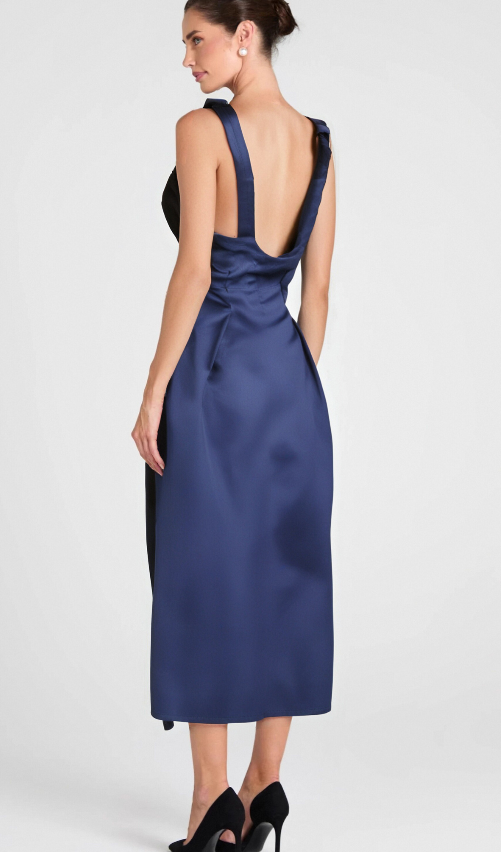 Flowering Girl Women Chantale blue twist-detail satin midi dress
