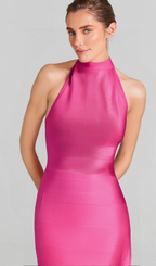 Flowering Girl Women HALTER MAXI BANDAGE FISHTAIL DRESS IN PINK