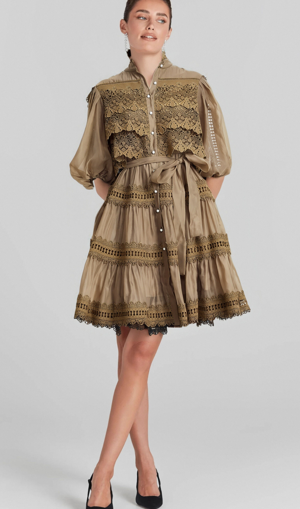 Flowering Girl Women Inès lace cut-out layered mini dress