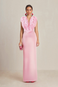 Flowering Girl Women PINK SLEEVELESS FAUX FUR MIDI DRESS
