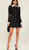 Flowering Girl Women Audrey black sequin panelled tweed mini dress